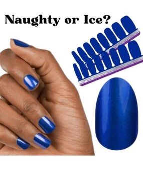 Color Street Naughty or Ice metallic royal blue nail polish strip FMS157 16pcs